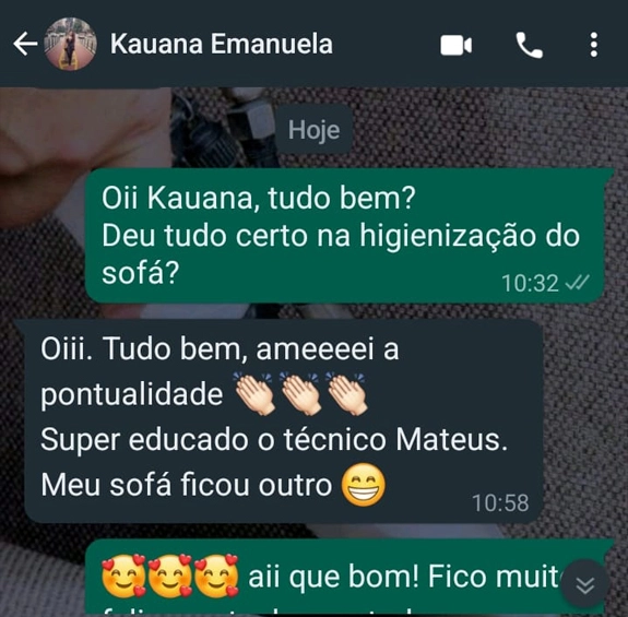 Higienização de Estofados em SP - Absoluta Higienização - Feedback