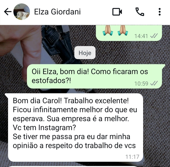 Higienização de Estofados em SP - Absoluta Higienização - Feedback