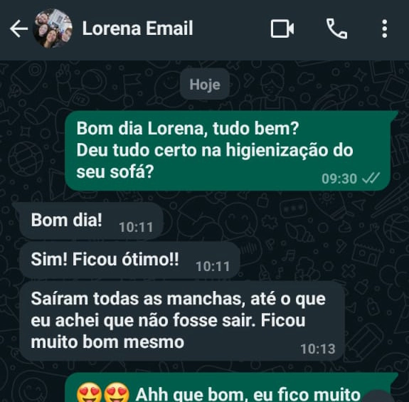 Higienização de Estofados em SP - Absoluta Higienização - Feedback