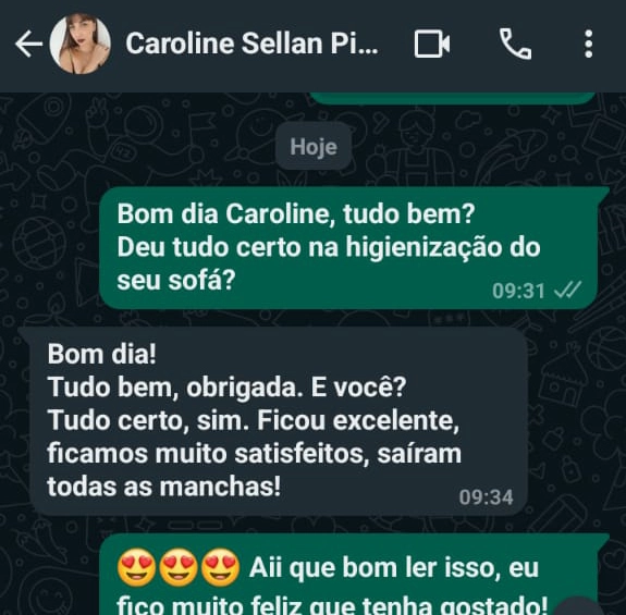 Higienização de Estofados em SP - Absoluta Higienização - Feedback