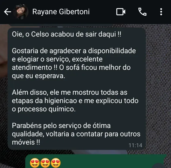 Higienização de Estofados em SP - Absoluta Higienização - Feedback