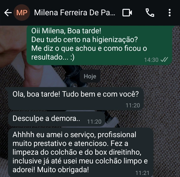 Higienização de Estofados em SP - Absoluta Higienização - Feedback
