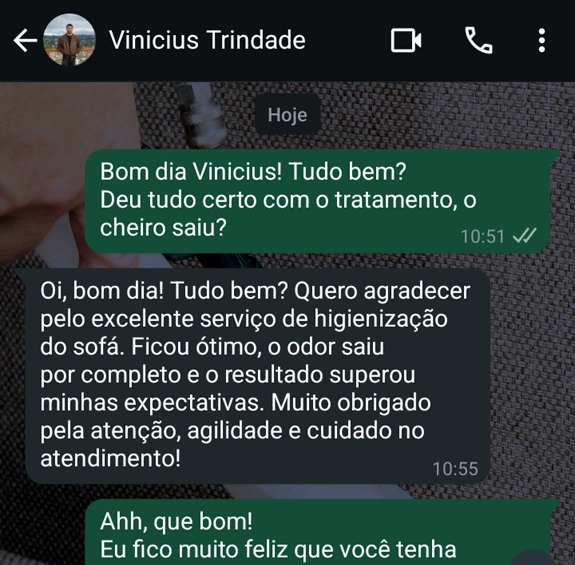 Higienização de Estofados em SP - Absoluta Higienização - Feedback